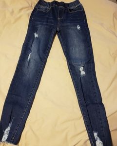 Pull on jeggings skinny distressed